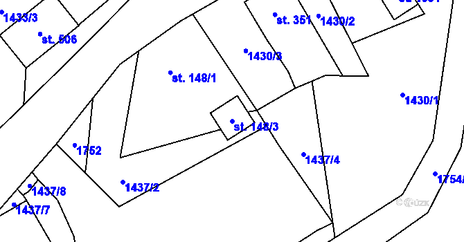 Parcela st. 148/3 v KÚ Rotava, Katastrální mapa