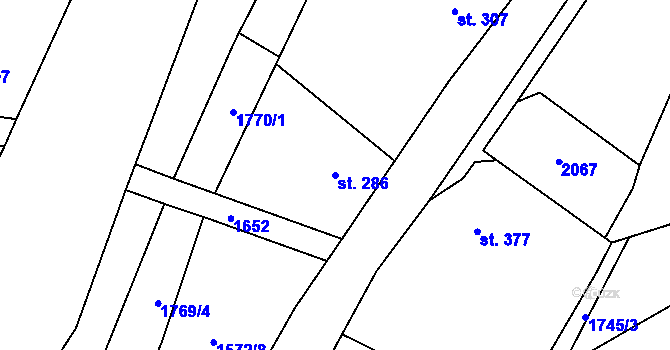 Parcela st. 286 v KÚ Rotava, Katastrální mapa