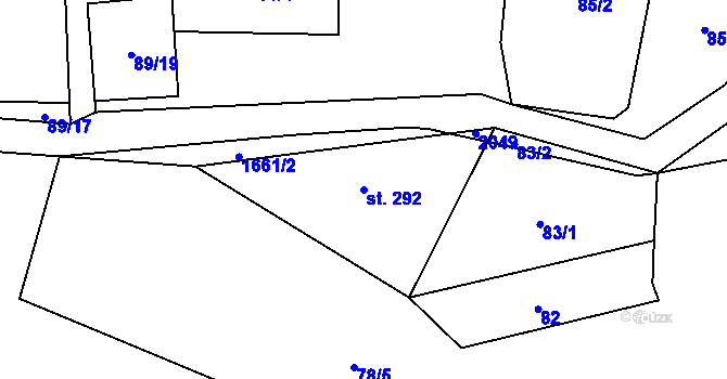 Parcela st. 292 v KÚ Rotava, Katastrální mapa