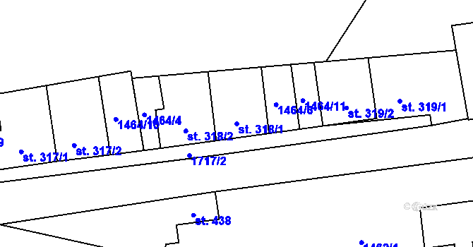 Parcela st. 318/1 v KÚ Rotava, Katastrální mapa