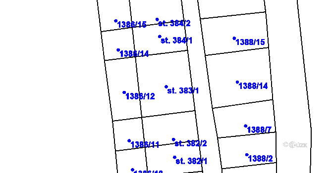 Parcela st. 383/1 v KÚ Rotava, Katastrální mapa