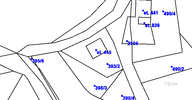 Parcela st. 445 v KÚ Rotava, Katastrální mapa
