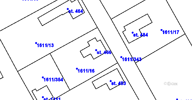 Parcela st. 466 v KÚ Rotava, Katastrální mapa