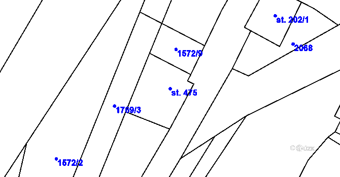 Parcela st. 475 v KÚ Rotava, Katastrální mapa