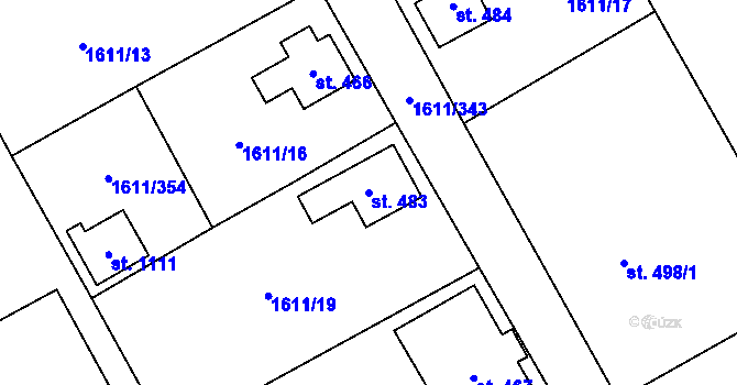 Parcela st. 483 v KÚ Rotava, Katastrální mapa