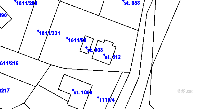 Parcela st. 512 v KÚ Rotava, Katastrální mapa