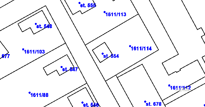 Parcela st. 554 v KÚ Rotava, Katastrální mapa