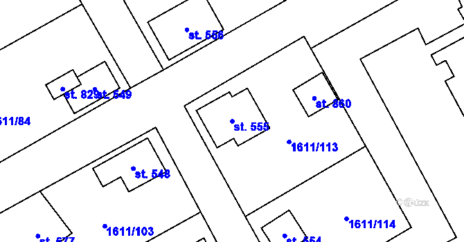 Parcela st. 555 v KÚ Rotava, Katastrální mapa