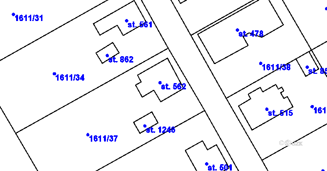Parcela st. 562 v KÚ Rotava, Katastrální mapa
