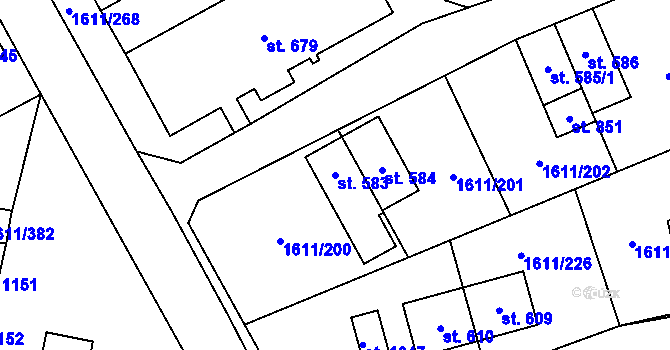 Parcela st. 583 v KÚ Rotava, Katastrální mapa
