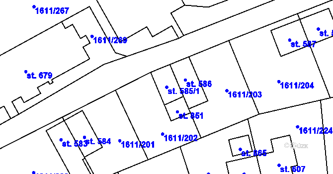 Parcela st. 585/1 v KÚ Rotava, Katastrální mapa