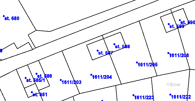 Parcela st. 587 v KÚ Rotava, Katastrální mapa