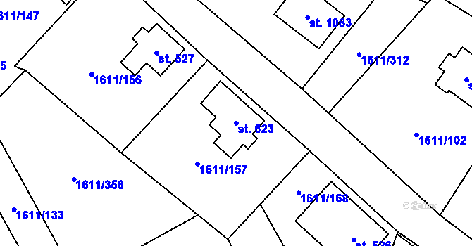 Parcela st. 623 v KÚ Rotava, Katastrální mapa