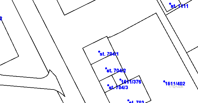 Parcela st. 704/1 v KÚ Rotava, Katastrální mapa