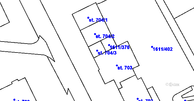Parcela st. 704/3 v KÚ Rotava, Katastrální mapa