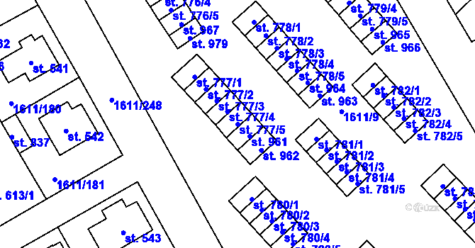 Parcela st. 777/5 v KÚ Rotava, Katastrální mapa