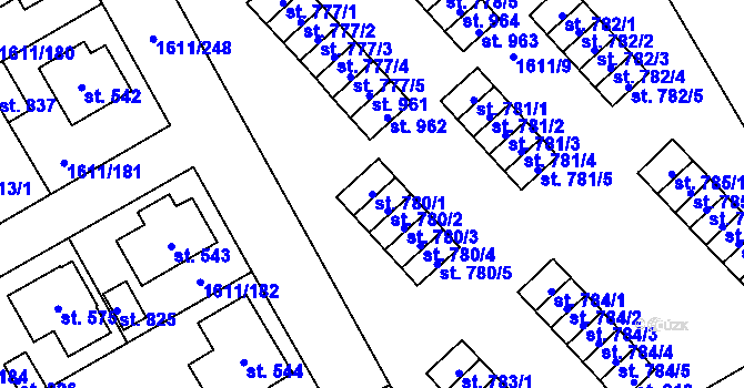 Parcela st. 780/1 v KÚ Rotava, Katastrální mapa