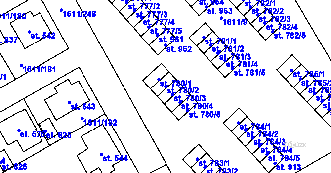Parcela st. 780/2 v KÚ Rotava, Katastrální mapa