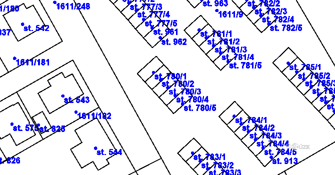 Parcela st. 780/3 v KÚ Rotava, Katastrální mapa