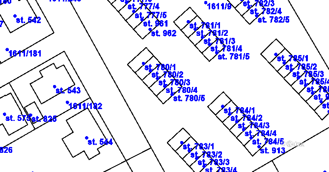 Parcela st. 780/4 v KÚ Rotava, Katastrální mapa