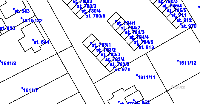 Parcela st. 783/3 v KÚ Rotava, Katastrální mapa