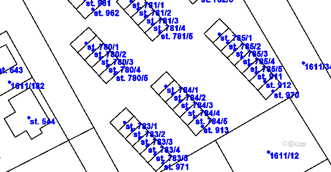 Parcela st. 784/1 v KÚ Rotava, Katastrální mapa