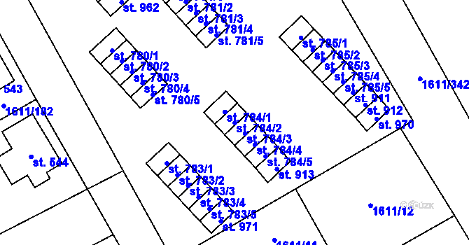Parcela st. 784/2 v KÚ Rotava, Katastrální mapa