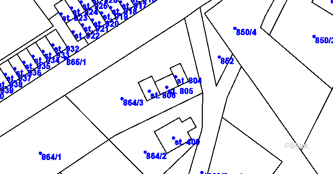 Parcela st. 805 v KÚ Rotava, Katastrální mapa