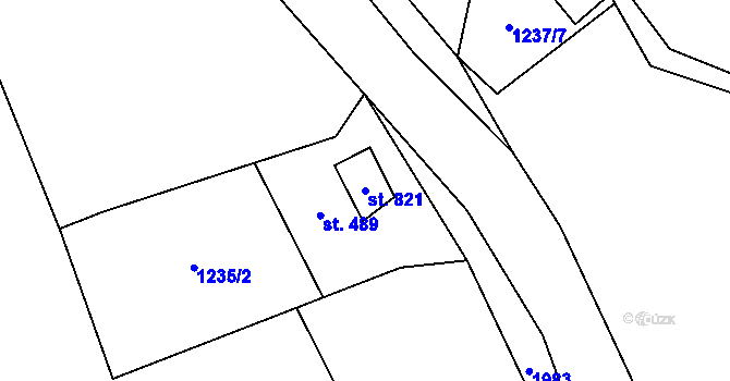 Parcela st. 821 v KÚ Rotava, Katastrální mapa