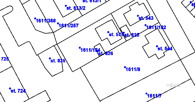 Parcela st. 826 v KÚ Rotava, Katastrální mapa