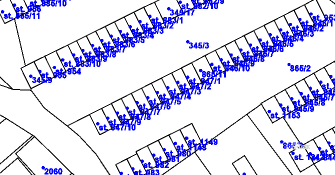 Parcela st. 847/3 v KÚ Rotava, Katastrální mapa