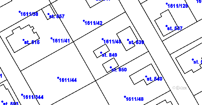 Parcela st. 849 v KÚ Rotava, Katastrální mapa