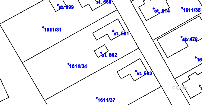 Parcela st. 862 v KÚ Rotava, Katastrální mapa