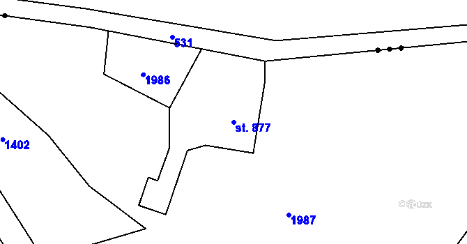 Parcela st. 877 v KÚ Rotava, Katastrální mapa
