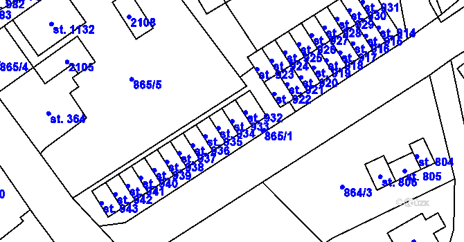 Parcela st. 933 v KÚ Rotava, Katastrální mapa