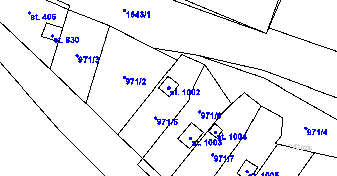 Parcela st. 1002 v KÚ Rotava, Katastrální mapa