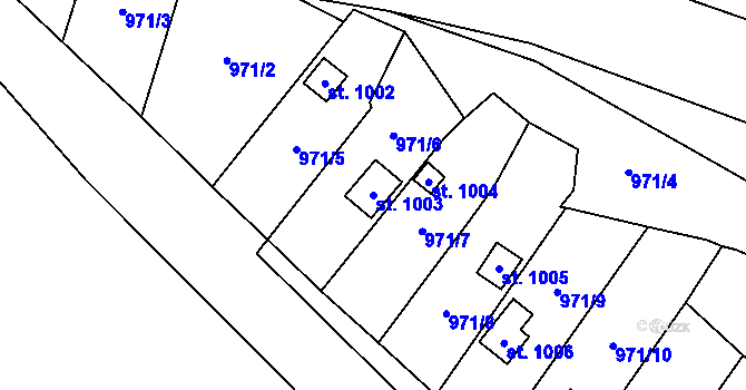 Parcela st. 1003 v KÚ Rotava, Katastrální mapa