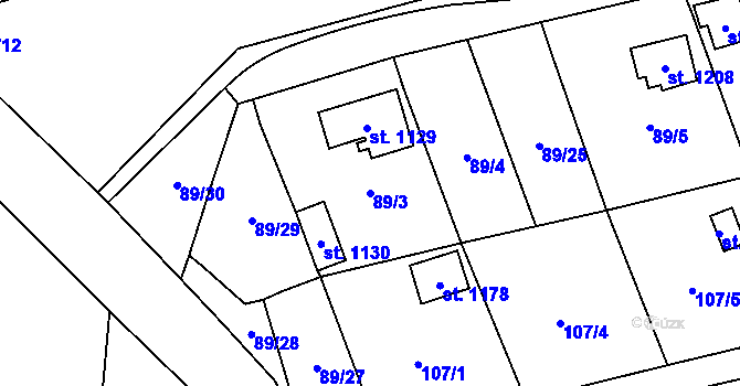 Parcela st. 89/3 v KÚ Rotava, Katastrální mapa