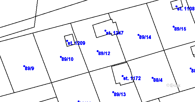 Parcela st. 89/12 v KÚ Rotava, Katastrální mapa
