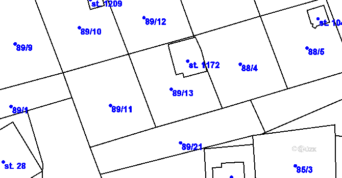 Parcela st. 89/13 v KÚ Rotava, Katastrální mapa
