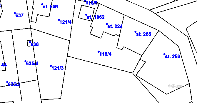 Parcela st. 118/4 v KÚ Rotava, Katastrální mapa