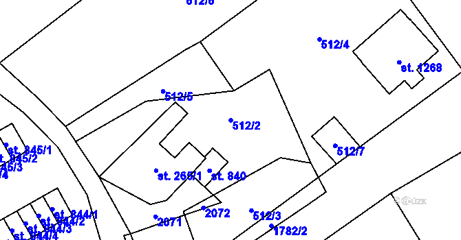Parcela st. 512/2 v KÚ Rotava, Katastrální mapa