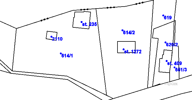 Parcela st. 614 v KÚ Rotava, Katastrální mapa