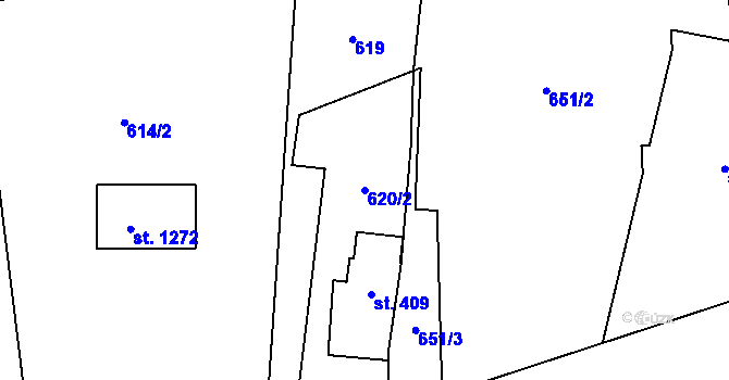 Parcela st. 620/2 v KÚ Rotava, Katastrální mapa