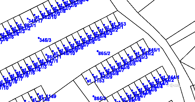 Parcela st. 865/2 v KÚ Rotava, Katastrální mapa