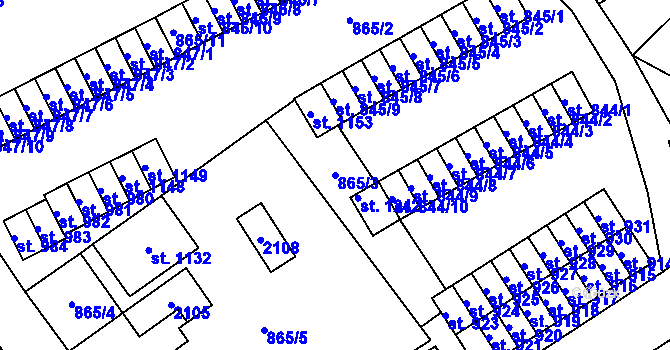 Parcela st. 865/3 v KÚ Rotava, Katastrální mapa