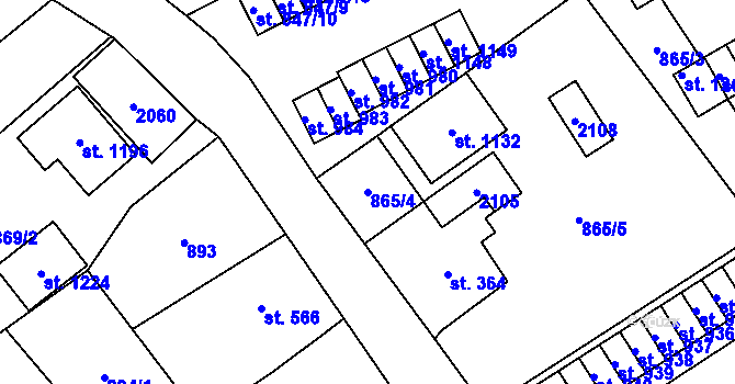 Parcela st. 865/4 v KÚ Rotava, Katastrální mapa