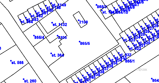 Parcela st. 865/5 v KÚ Rotava, Katastrální mapa