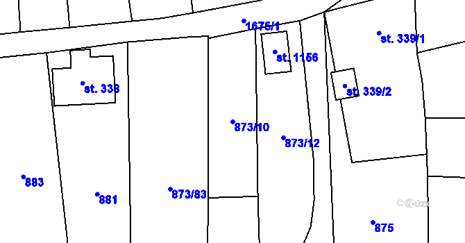Parcela st. 873/10 v KÚ Rotava, Katastrální mapa