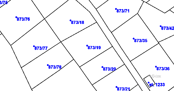 Parcela st. 873/19 v KÚ Rotava, Katastrální mapa